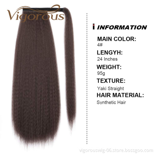 Vigorous Long Yaki Straight Wrap Around Clip In Ponytail Hair Extension Heat Resistant Synthetic Pony Tail Hair PIECE